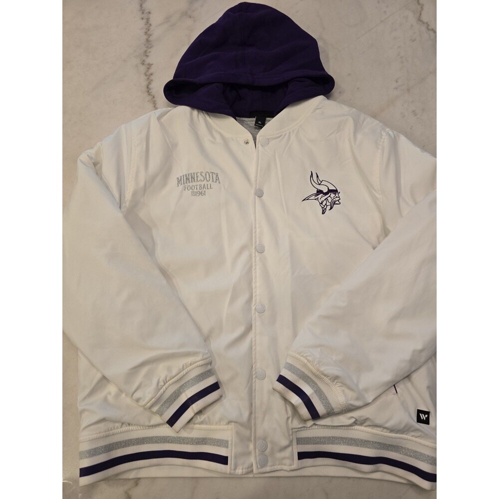 NWT Minnesota Vikings The Wild Collective Unisex Hooded Bomber 20 Jacket Size XL
